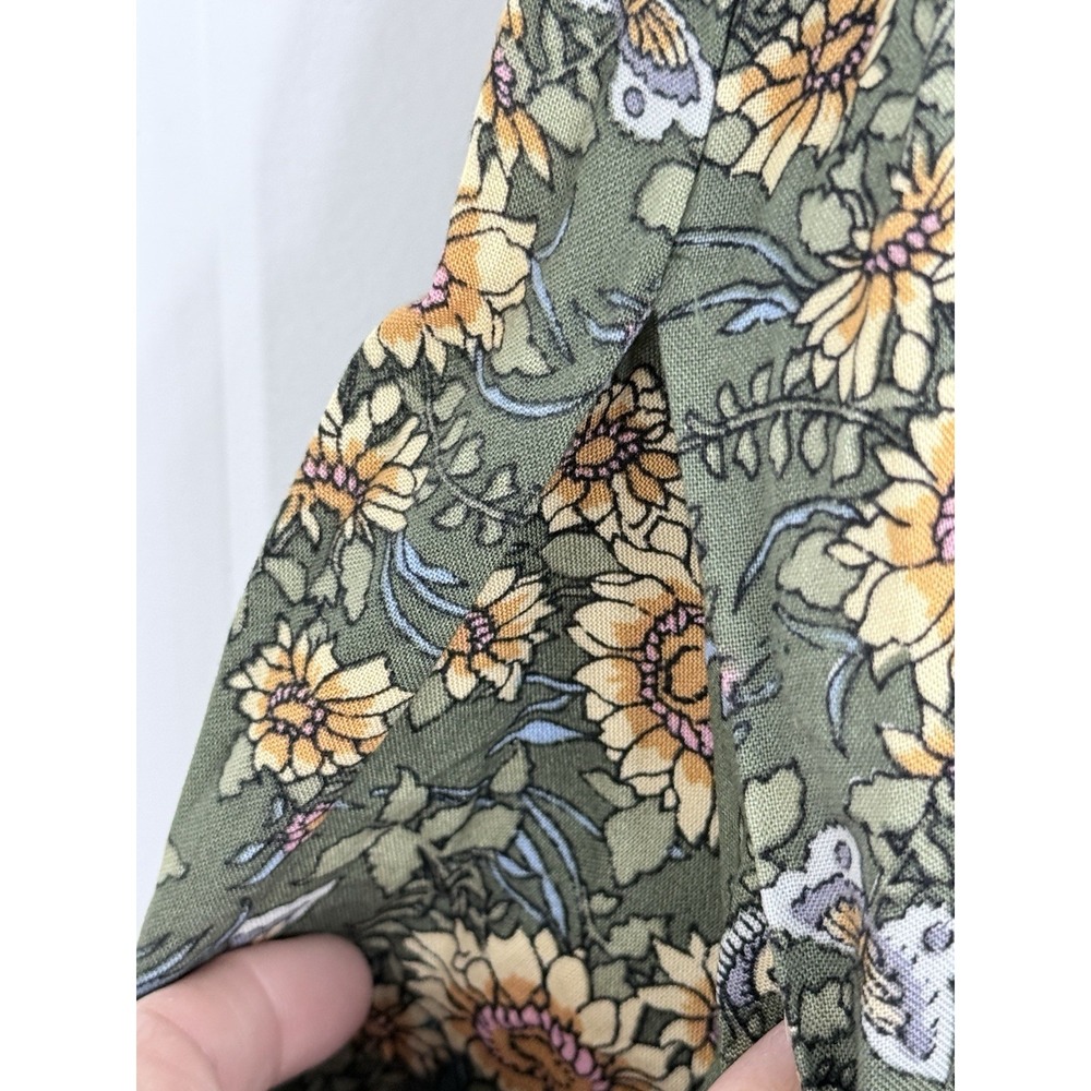 Natural Life Harley Embroidered Jumpsuit Olive Green Floral Wide Leg Small Boho - Picture 6 of 12